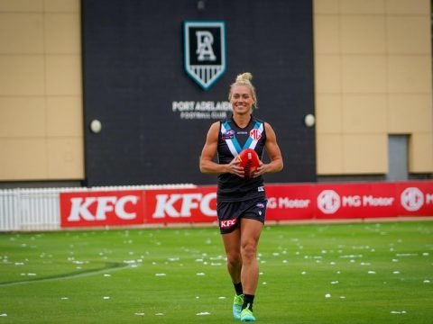 Port Adelaide's Erin Phillips at Alberton Oval.
