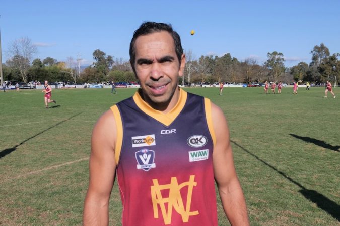 AFL player Eddie Betts in a Whorouly jersey
