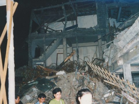 Part of the Sari club, gutted by fire during the 2002 Bali bombings.
