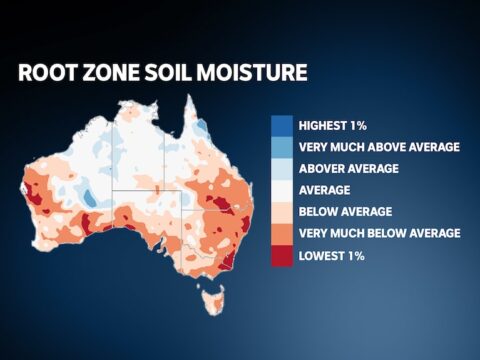 A map of Australia with a graph showing the different levels of moisture in the soil